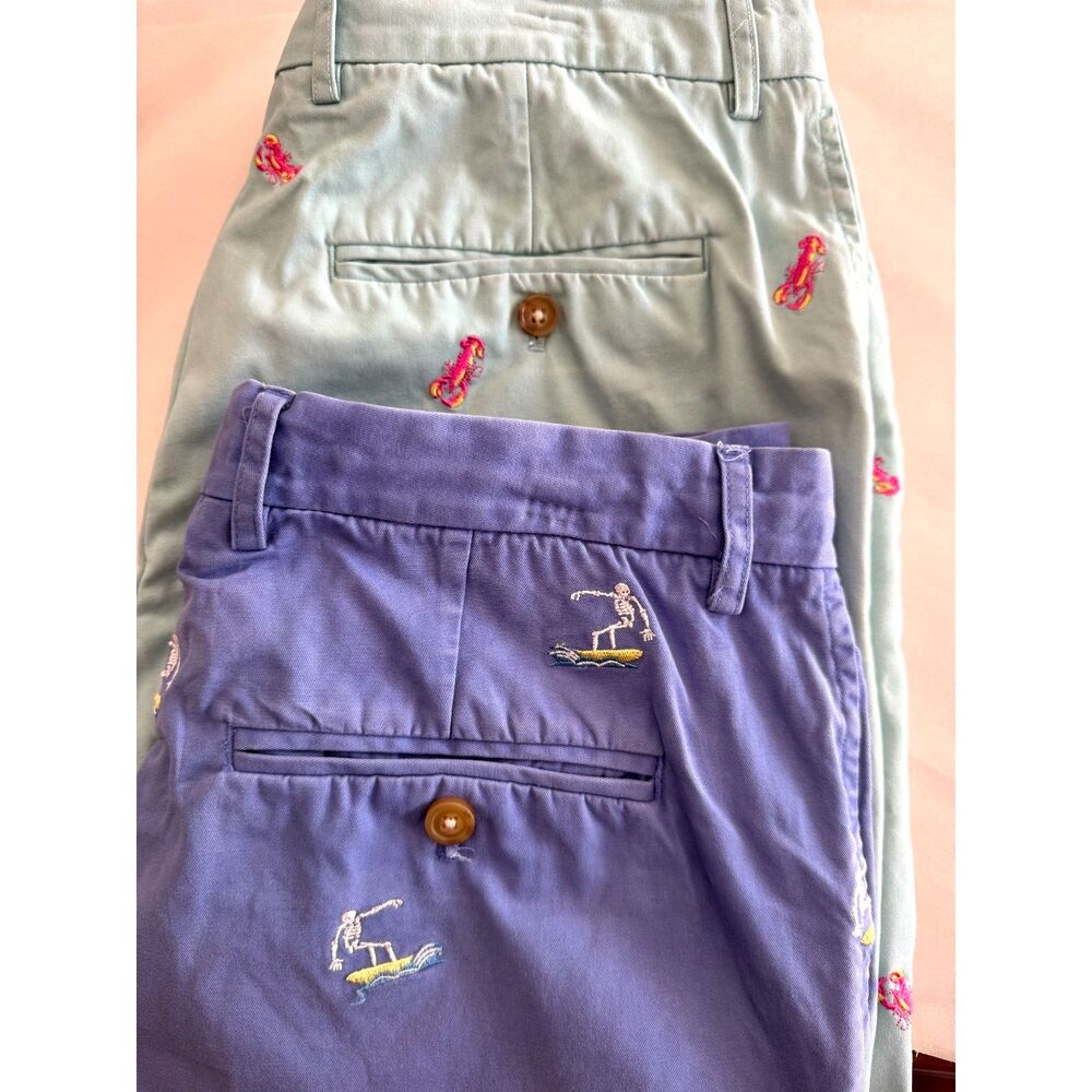 J. Mclaughlin set of 2 shorts embroidered surf skeleton lobster summer men 34
